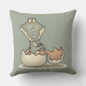 Cute Baby Alligator Cartoon Hatching uit Eggshell Kussen (Achterkant)