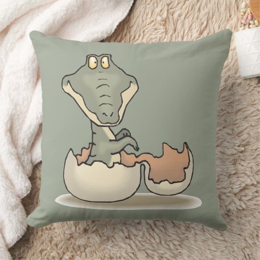 Cute Baby Alligator Cartoon Hatching uit Eggshell Kussen (Deken)