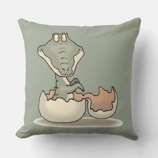 Cute Baby Alligator Cartoon Hatching uit Eggshell Kussen (Voorkant)