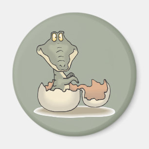 Cute Baby Alligator Cartoon Hatching uit Eggshell Magneet