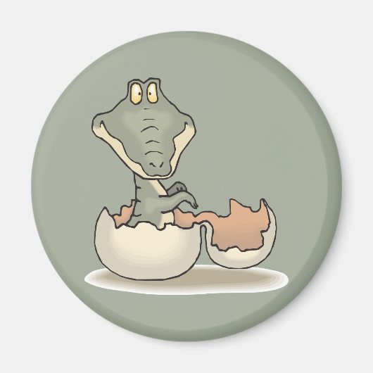 Cute Baby Alligator Cartoon Hatching uit Eggshell Magneet (Voorkant)