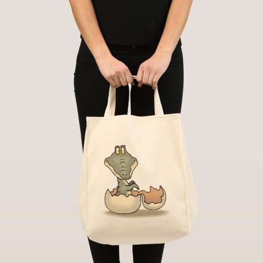 Cute Baby Alligator Cartoon Hatching uit Eggshell Tote Bag (Voorkant (product))