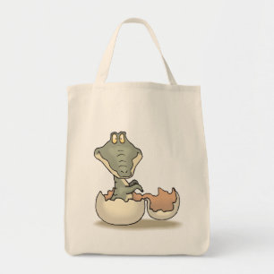 Cute Baby Alligator Cartoon Hatching uit Eggshell Tote Bag