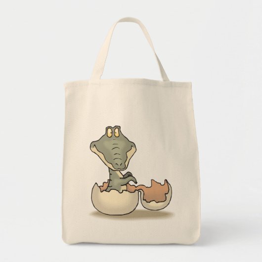 Cute Baby Alligator Cartoon Hatching uit Eggshell Tote Bag (Voorkant)