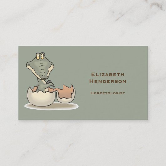 Cute Baby Alligator Cartoon Hatching uit Eggshell Visitekaartje (Voorkant)