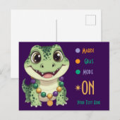 Cute Baby Alligator Mardi Gras Mode On Briefkaart (Voorkant / Achterkant)