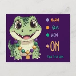 Cute Baby Alligator Mardi Gras Mode On Briefkaart