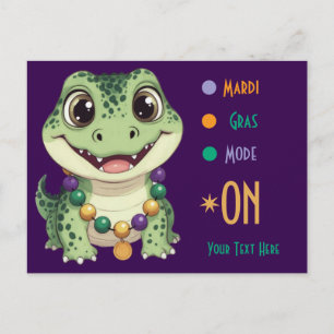 Cute Baby Alligator Mardi Gras Modus Ingeschakeld Briefkaart