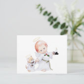 Cute Baby Angel en Cat Briefkaart (Staand voorkant)