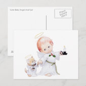 Cute Baby Angel en Cat Briefkaart (Voorkant / Achterkant)