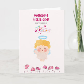 Cute Baby Angel Welcome Little One Card - Watercol Kaart
