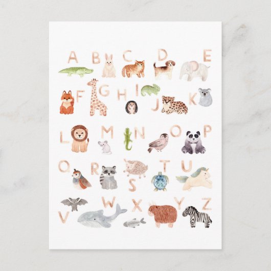 Cute Baby Animal Alphabet Briefkaart (Voorkant)