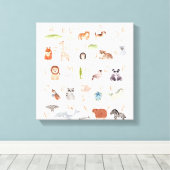 Cute Baby Animal Alphabet Canvas Afdruk (Insitu (Houten vloer))