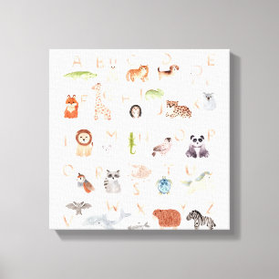 Cute Baby Animal Alphabet Canvas Afdruk