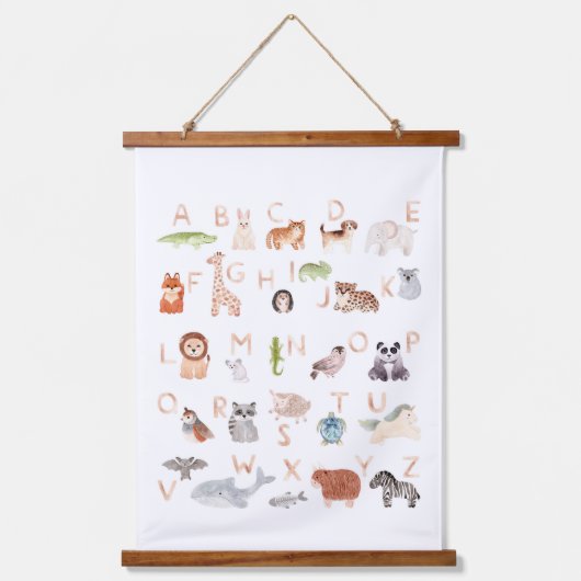 Cute Baby Animal Alphabet Hangend Wandkleed (Voorkant)