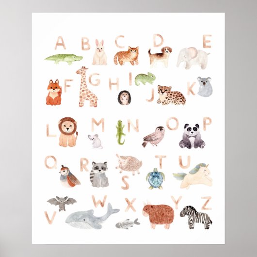Cute Baby Animal Alphabet Poster (Voorkant)