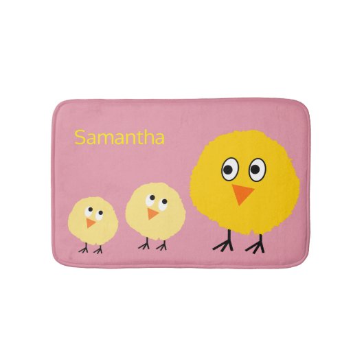 Cute Baby Animal Chicken Personalized Girl Badmat (Voorkant)