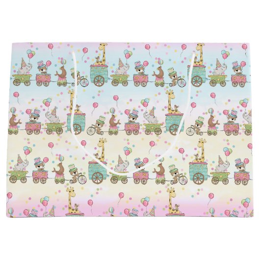 Cute Baby Animal Circus Train Beer Elephant Groot Cadeauzakje (Voorkant)