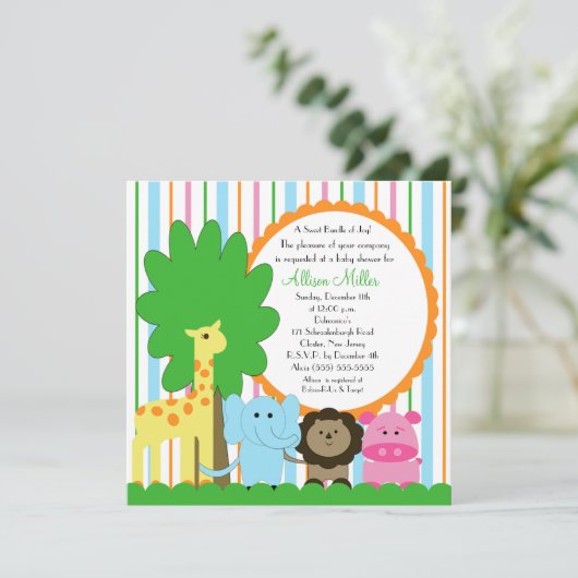 Cute Baby Animal Neutrale Baby shower Kaart (Staand voorkant)