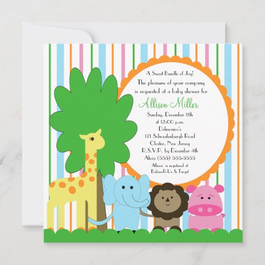 Cute Baby Animal Neutrale Baby shower Kaart (Voorkant)