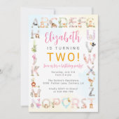 Cute Baby Animals Alphabet Birthday Kaart (Voorkant)