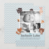 Cute Baby Animals Boy Foto geboorteaankondigingen Aankondiging (Voorkant / Achterkant)