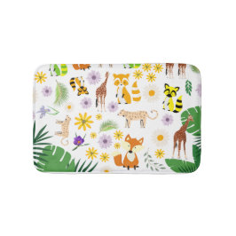 Cute Baby animals Giraffe l Safari patroon white Badmat