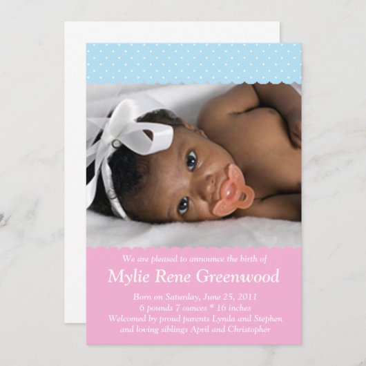 Cute Baby Announcement Aankondiging (Voorkant / Achterkant)