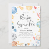 Cute Baby Astronaut Space Theme Baby Sprinkle Kaart (Voorkant)