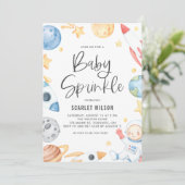 Cute Baby Astronaut Space Theme Baby Sprinkle Kaart (Staand voorkant)