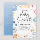 Cute Baby Astronaut Space Theme Baby Sprinkle Kaart (Voorkant / Achterkant)