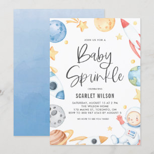 Cute Baby Astronaut Space Theme Baby Sprinkle Kaart