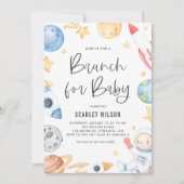 Cute Baby Astronaut Space Theme Brunch voor Baby Kaart (Voorkant)