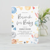 Cute Baby Astronaut Space Theme Brunch voor Baby Kaart (Staand voorkant)