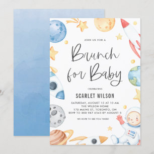 Cute Baby Astronaut Space Theme Brunch voor Baby Kaart