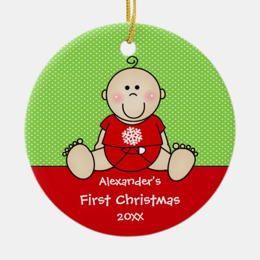 Cute Baby Baby Baby's eerste kerstsieraad Keramisch Ornament (Voorkant)