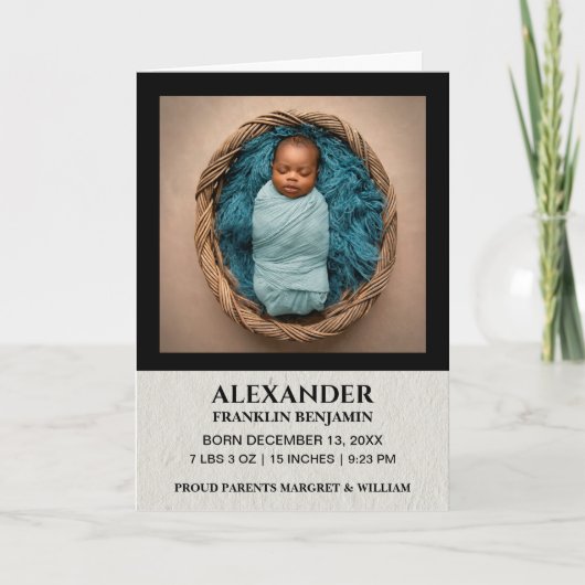 Cute Baby Baby Newborn Photo Birth Personalize Aankondiging (Voorkant)