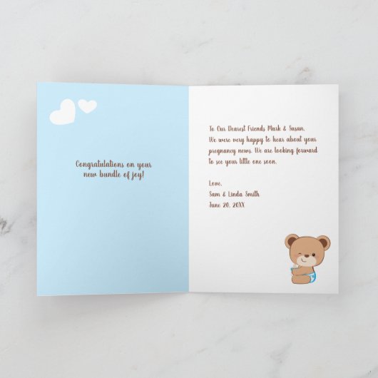 Cute Baby Baby shower Card for Boy Kaart (Binnen)