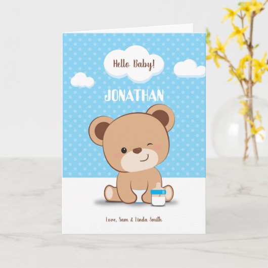 Cute Baby Baby shower Card for Boy Kaart (Gele Bloem)