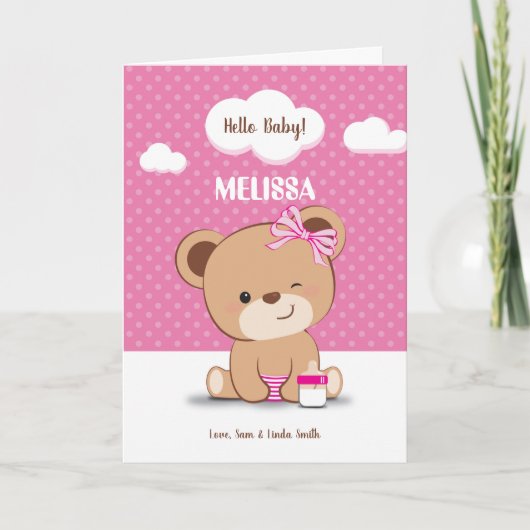 Cute Baby Baby shower Card voor Girl Kaart (Voorkant)