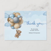 Cute baby ballonnen bruin blauw beige dank u informatiekaartje (Voorkant)
