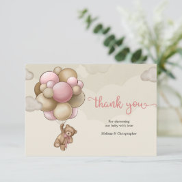 Cute baby ballonnen bruin roze beige dank u informatiekaartje