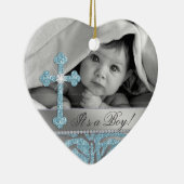 Cute Baby Baptism Cross Birth Announance Zebra Keramisch Ornament (Rechts)