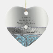 Cute Baby Baptism Cross Birth Announance Zebra Keramisch Ornament (Achterkant)