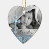 Cute Baby Baptism Cross Birth Announance Zebra Keramisch Ornament (Links)