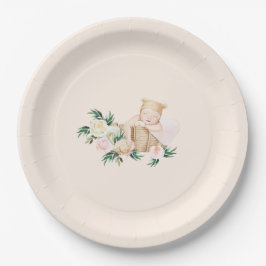 Cute Baby Basket Floral Baby shower Papieren Bordje