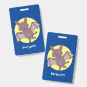 Cute baby bat vliegende cartoon illustratie badge (Front & Back)
