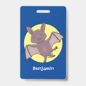 Cute baby bat vliegende cartoon illustratie badge (Back)