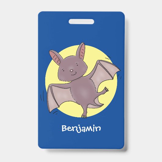 Cute baby bat vliegende cartoon illustratie badge (Front)