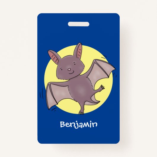 Cute baby bat vliegende cartoon illustratie badge (Voorkant)